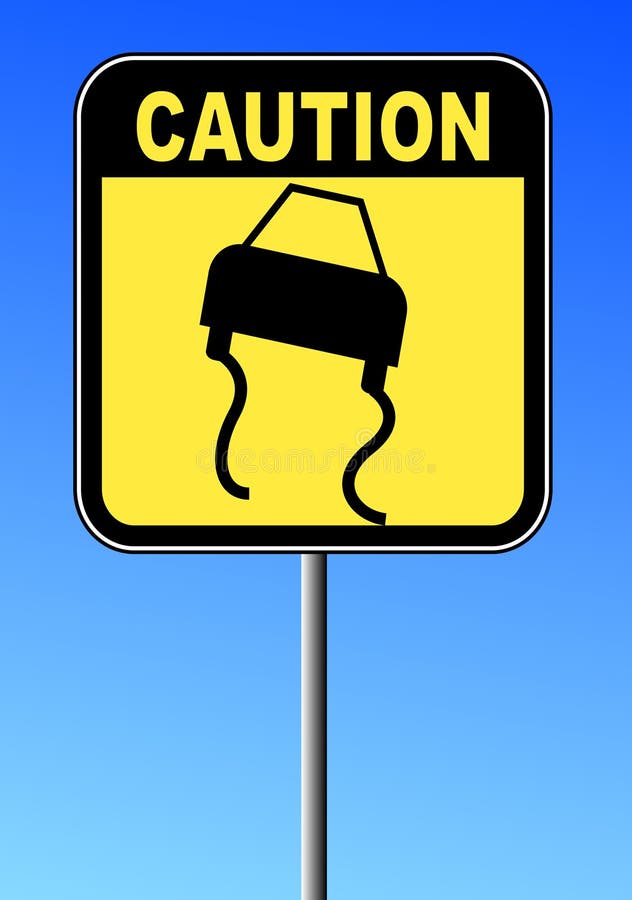 Road slippery sign stock vector. Illustration of blue 5947482