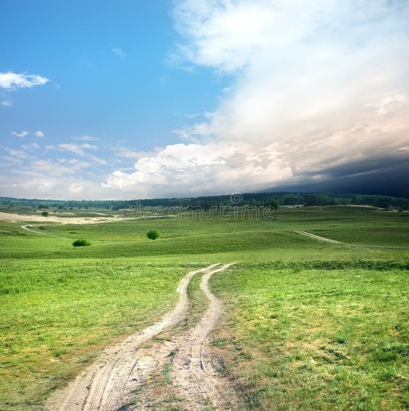 Road and storm clouds