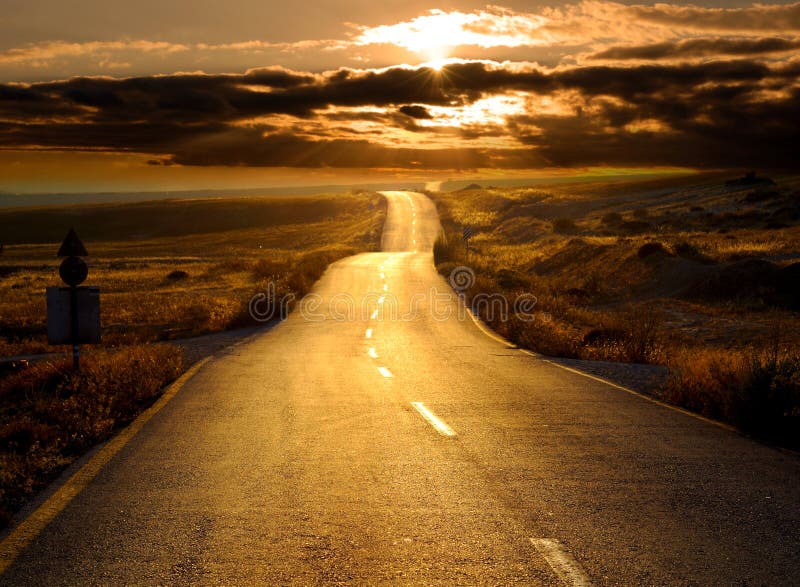 Road at sunset royalty free stock photo Road at sunset royalty free stock photo