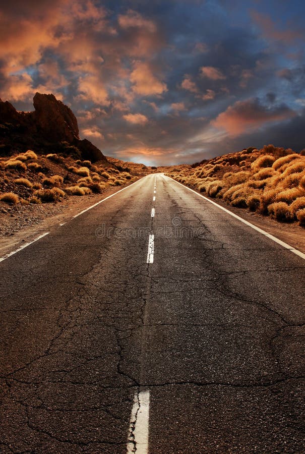  Road  through sunset  desert  stock photo Image of valley 