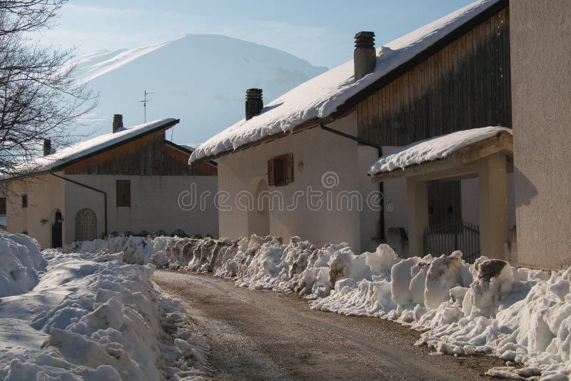 The road to Montefortino in the winter season