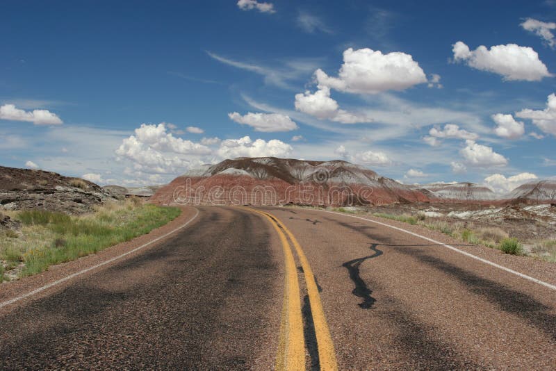 Road to painted desert and beautiful sky. Painted curve stock images, royalty-free photos and pictures