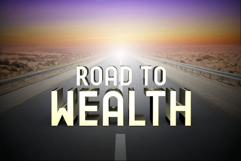 Road To Wealth Concept, Road 3D Rendering Stock Illustration