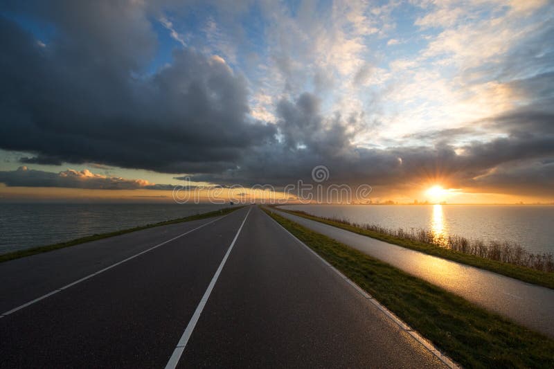 Road towards the sunset