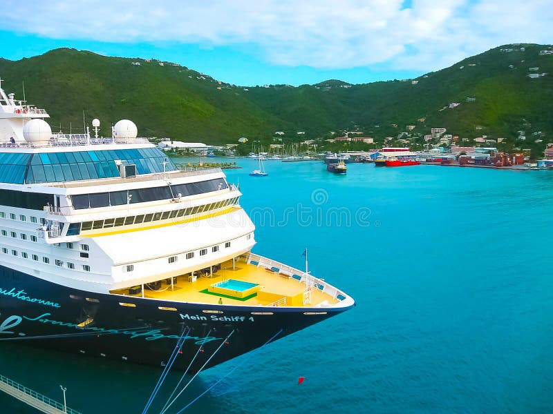 Road Town, Tortola, British Virgin Islands - February 06, 2013: Cruise ship Mein Schiff 1 docked in port