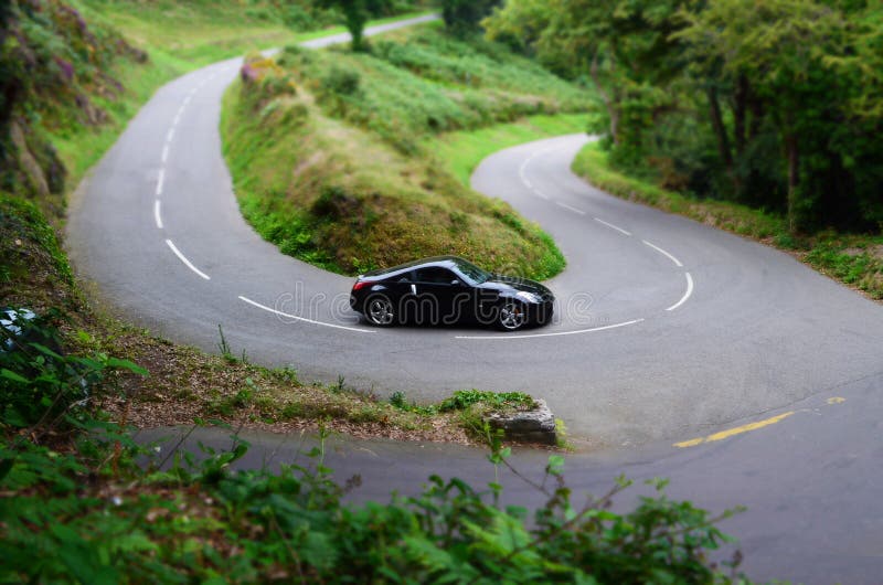 Road trip car on windy road