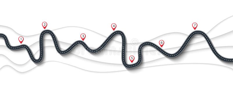 Road trip and Journey route. Winding Road on a White Background royalty free illustration