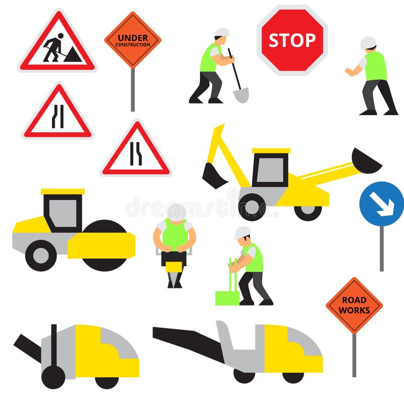 Road Work Signs in Ontario - Canada Stock Illustration - Illustration ...