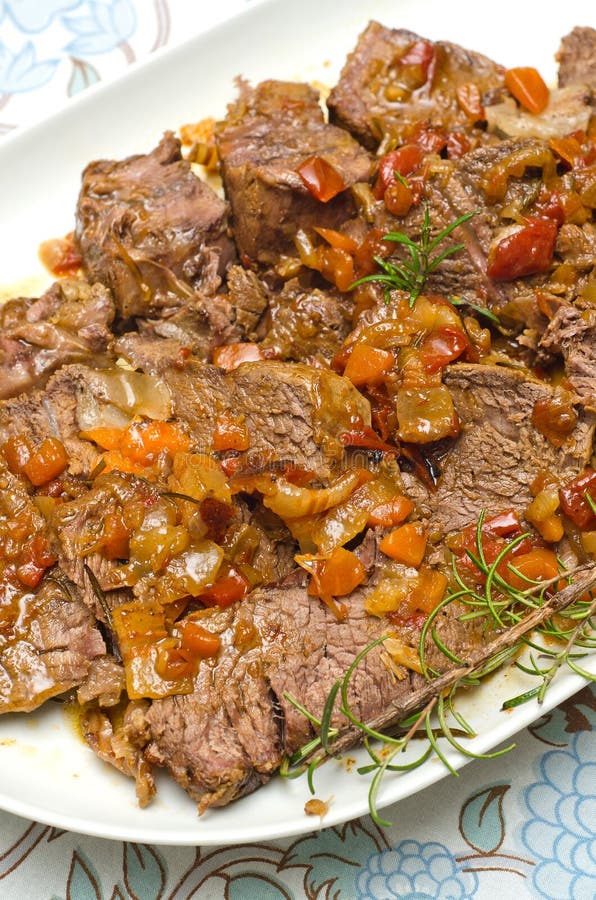 Roast Beef with Vegetable Garnish Stock Photo Image of meal, roasted