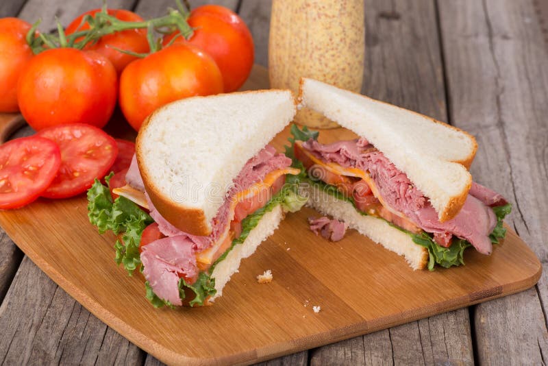 Roast Beef Sandwich and Soup Stock Photo Image of tomato, lettuce