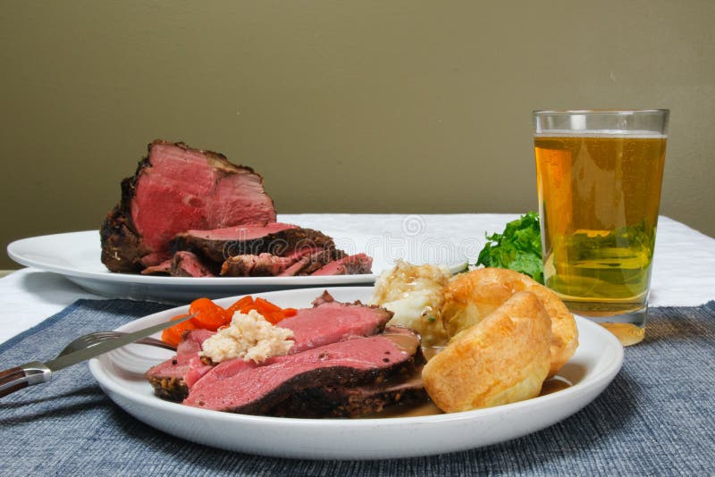 Roast Beef Dinner stock photo. Image of dinner, rare 23356828
