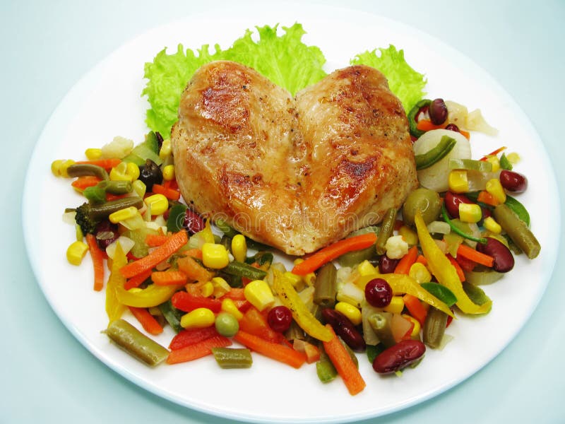 Roast beef meat with vegetables and spaghetti royalty free stock image