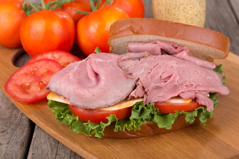 Roast Beef Sandwich and Soup Stock Photo Image of tomato, lettuce