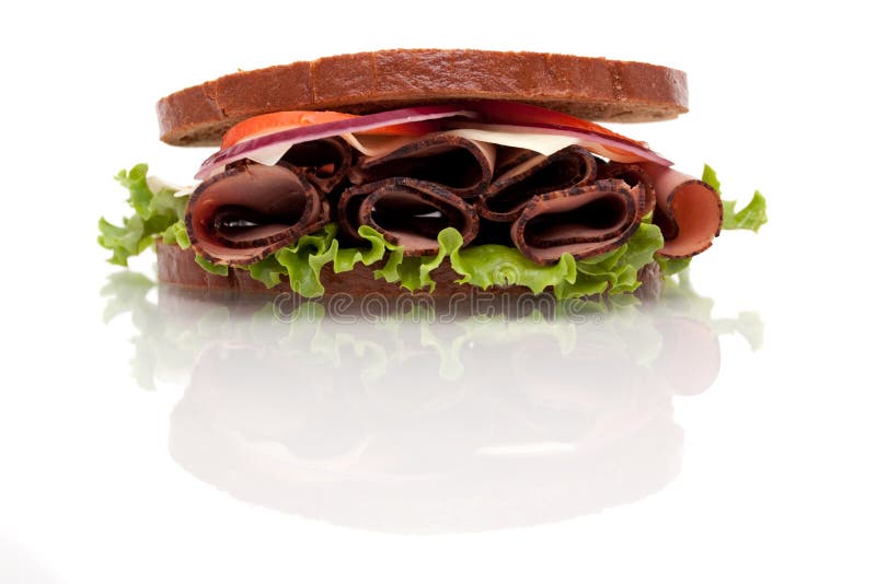 Roast Beef Sandwich on Rye Bread Stock Photo Image of tomato, lettuce