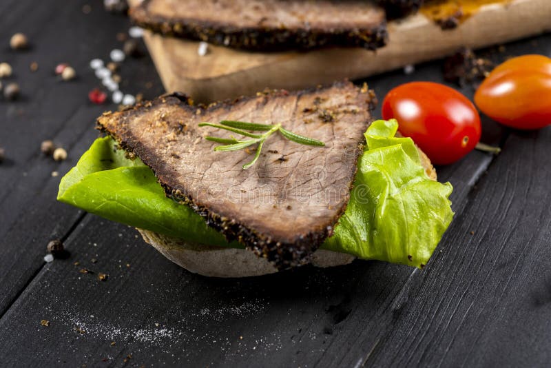 Roast beef sandwich stock photo. Image of healthy, american 175235818