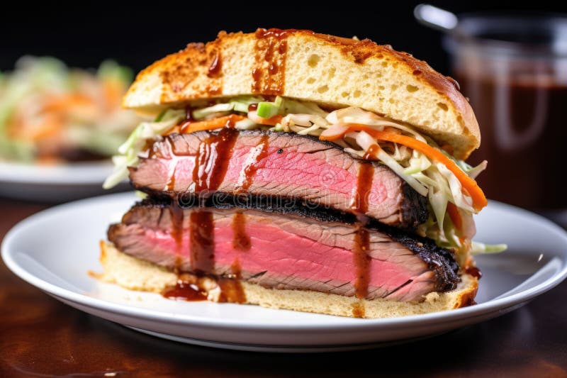 Roast Beef Sandwich Topped with Coleslaw Stock Image Image of deli