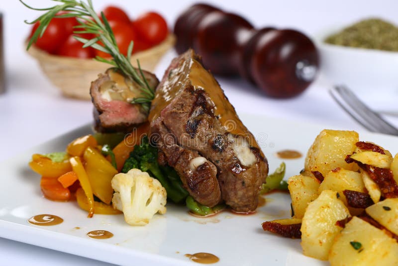 Roast beef with sauce stock photo. Image of diet, cook 95890280