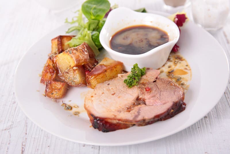 Roast beef and sauce stock image. Image of sauce, meal 74904873