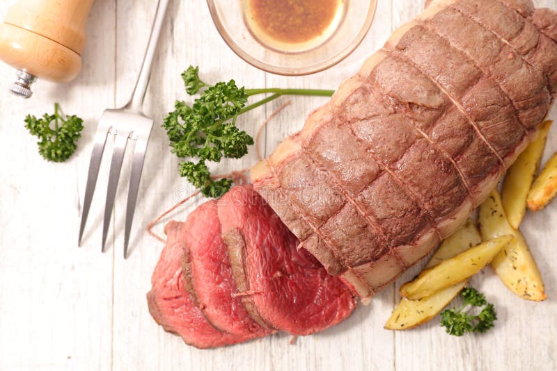 Roast beef and sauce stock image. Image of cooking, cuisine 128245097