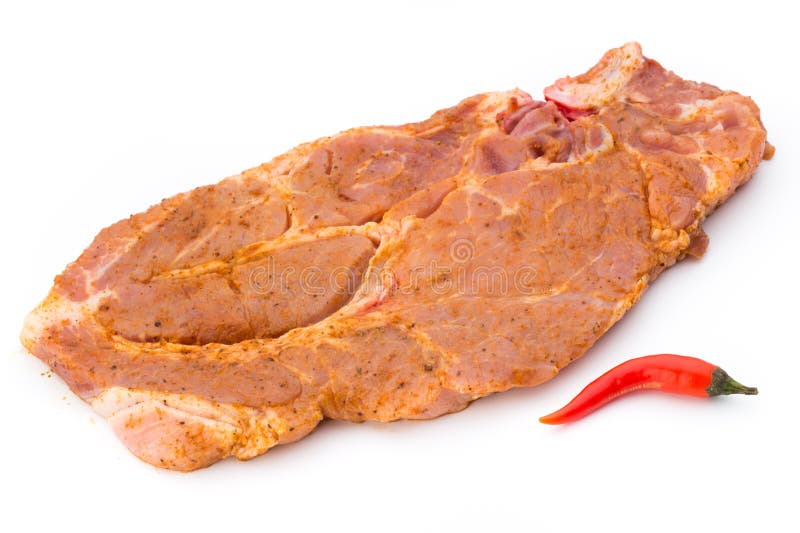 Roast Beef in Spice Crust Isolated on White Background. Stock Photo