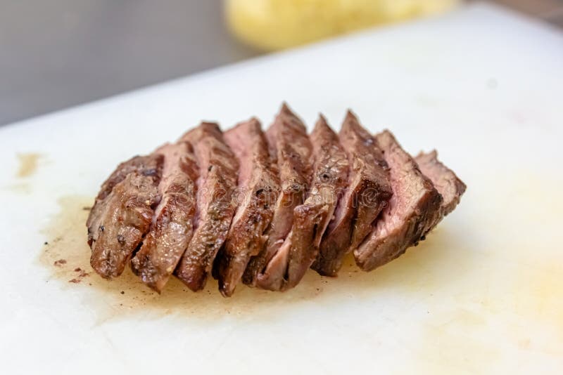 Roast Beef Steak Cut into Slices Stock Image Image of barbecue