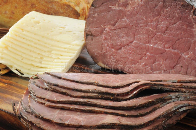 Roast Beef and Swiss Cheese Stock Photo Image of cooked, thin 45568874