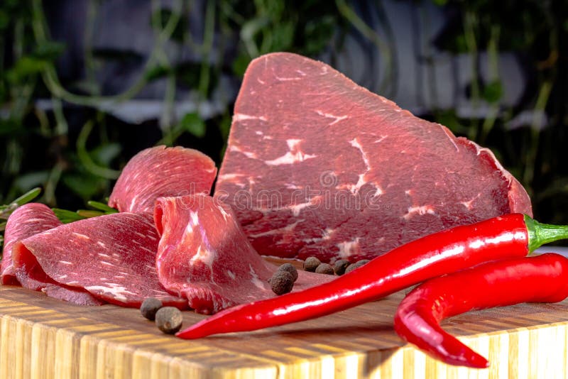 Roast Beef. Thin Slices of Raw Marbled Beef Lie on the Board Stock Photo Image of delicious