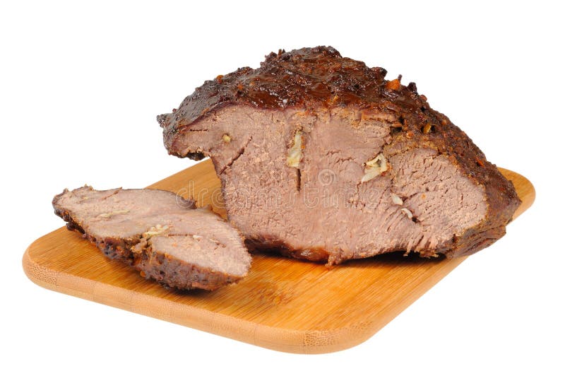 Roast beef on a wooden board