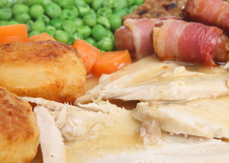 Roast Chicken Dinner with Gravy Stock Image - Image of roast, sunday