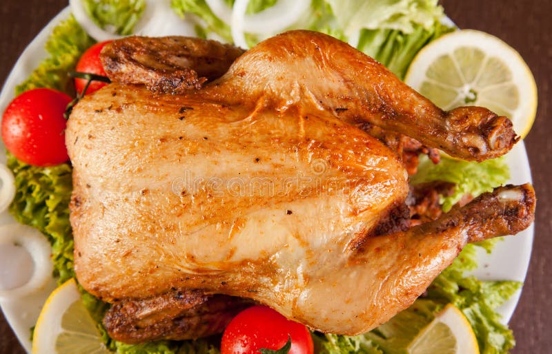 Roast chicken with fresh vegetables