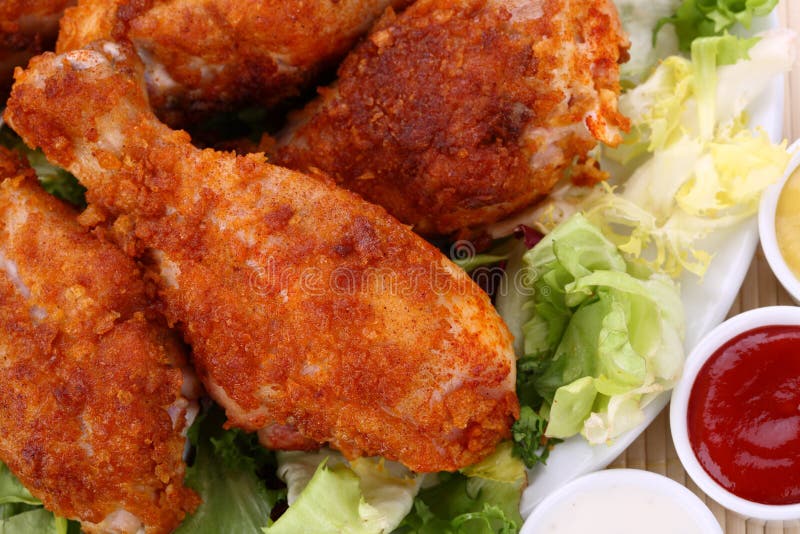 Roast chicken legs stock photos