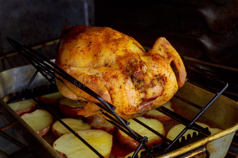 Roast Chicken in the Oven. Cooking in the Oven Stock Image Image of