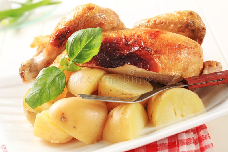 Roast chicken and potatoes