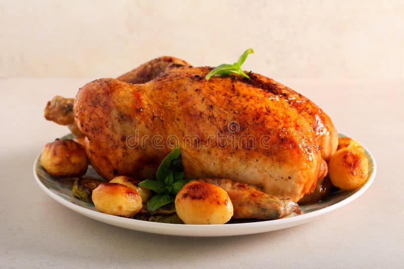 Roast Chicken with Potatoes Stock Photo Image of homemade, chicken