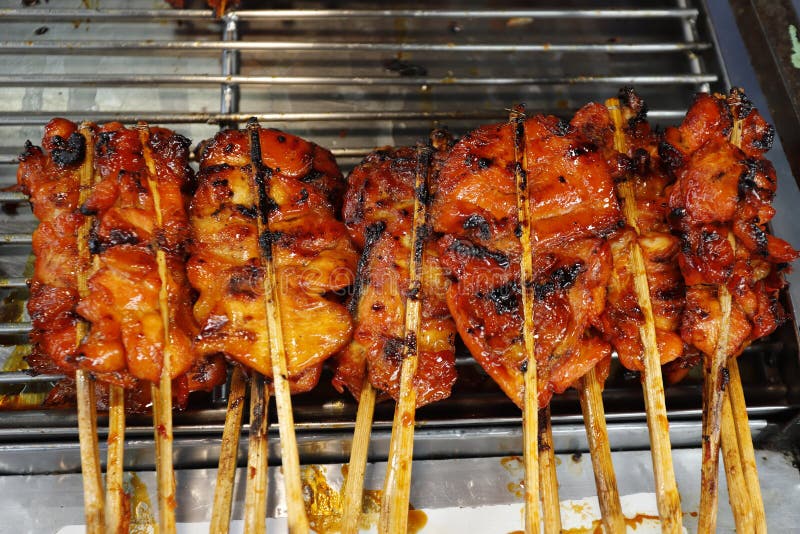 Roast Chicken Street Food in Thailand Stock Image - Image of closeup