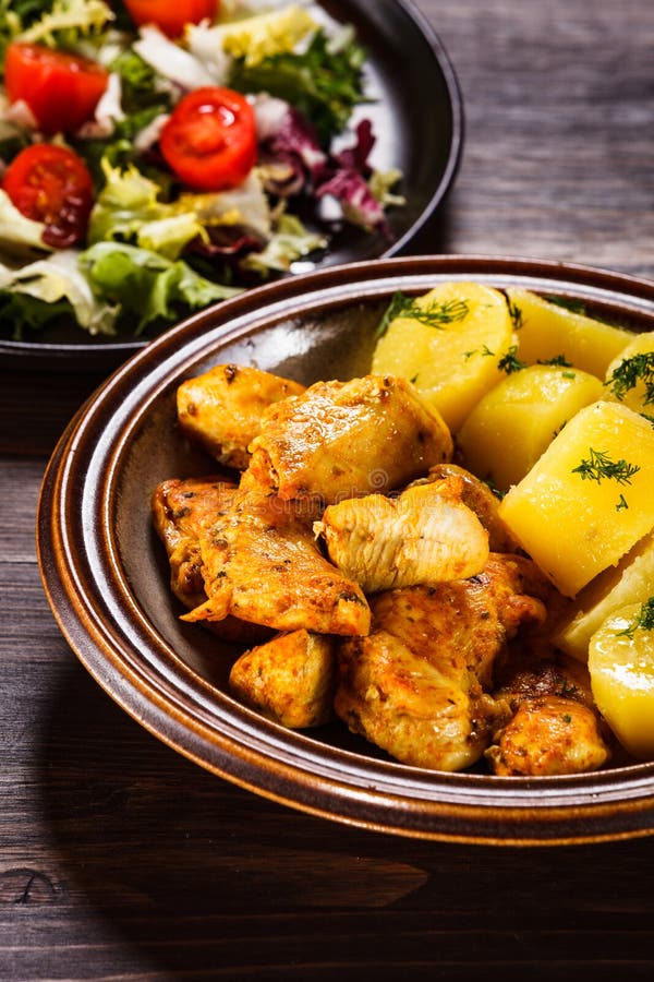 Roast Chicken Strips and Vegetables Stock Image Image of diet, meal