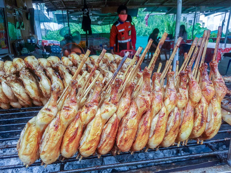 Roast Chicken.Thai Street Food. Editorial Photography - Image of