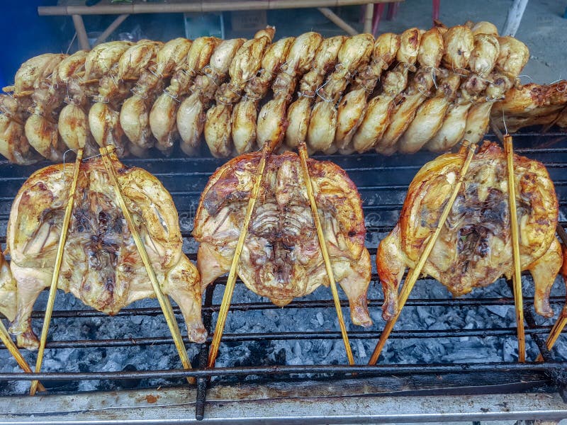 Roast Chicken. Thai Street Food. Stock Photo - Image of festival