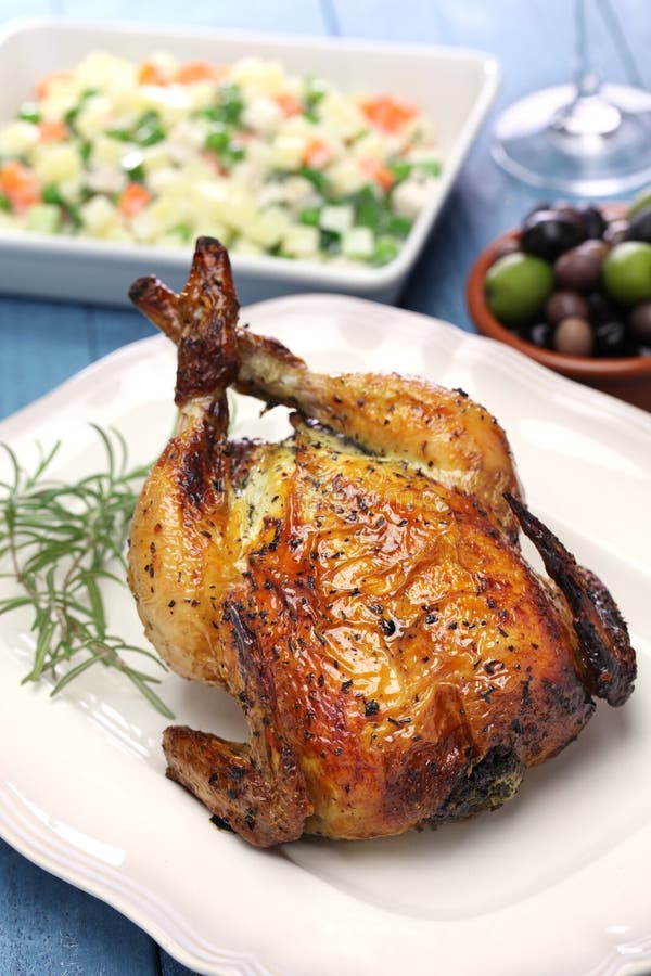 Roast chicken stock image. Image of chicken, dining, meal 83665419