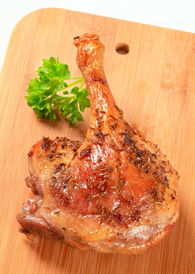 Roast duck leg stock photo. Image of cooked, crispy, wooden 34831790