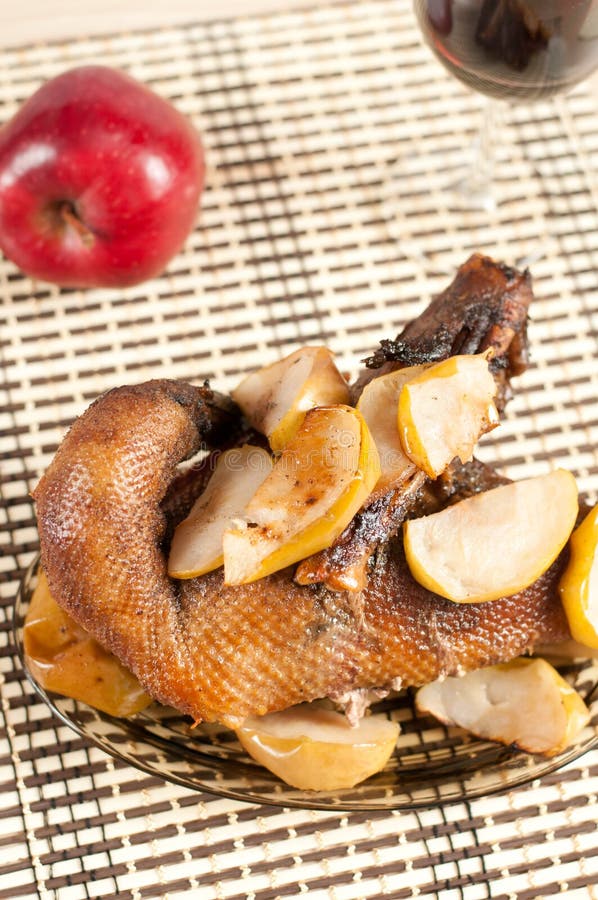 Roast goose with apple stock image. Image of wine, roasted - 23477415