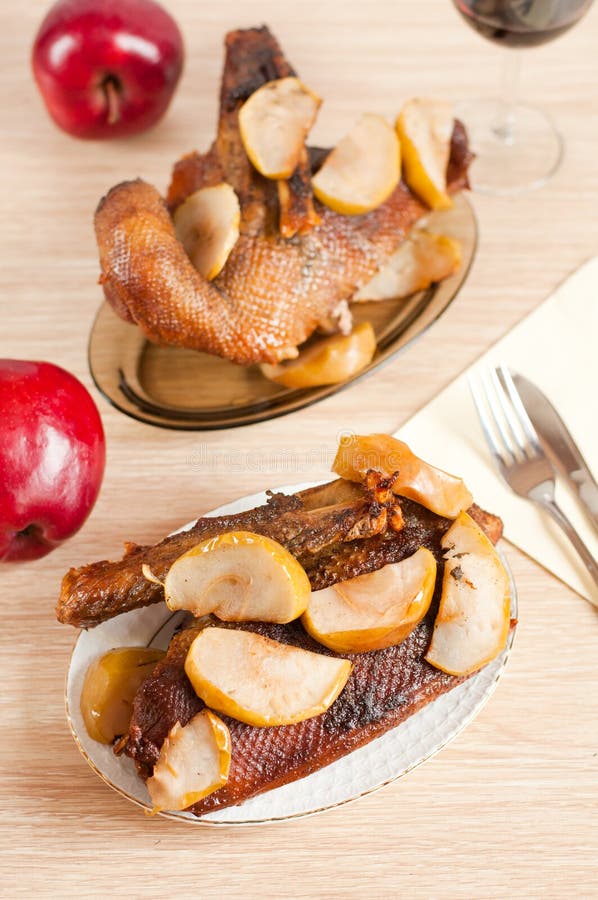 Roast goose with apple stock photo. Image of wine, appetizing - 23477504