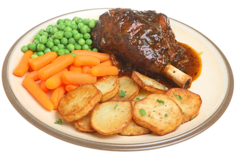Roast Lamb Shank Dinner stock photo. Image of lamb, closeup 15504256