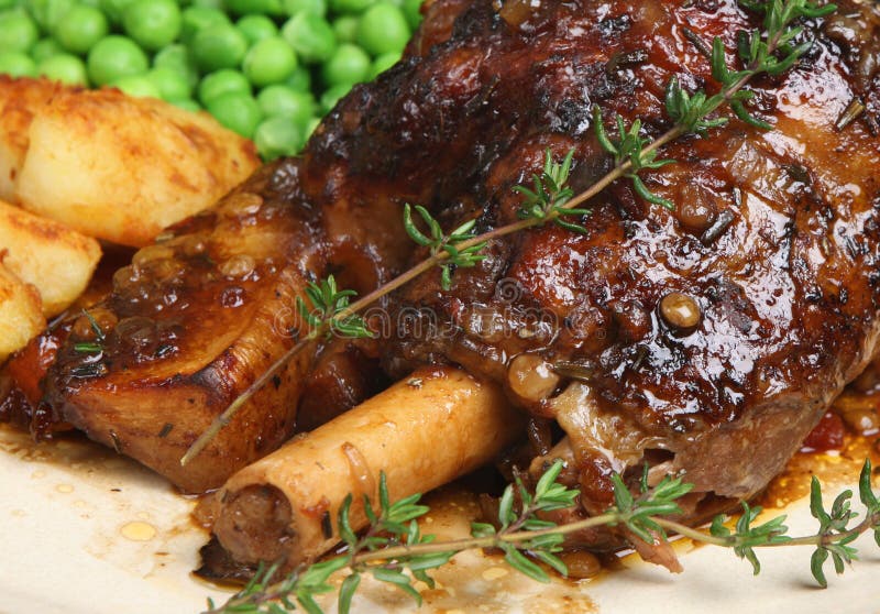 Roast Lamb Shank with Vegetables Stock Image Image of parsnip