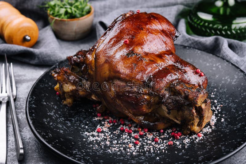 Roast pork knuckle stock image. Image of baked, eating 259979553