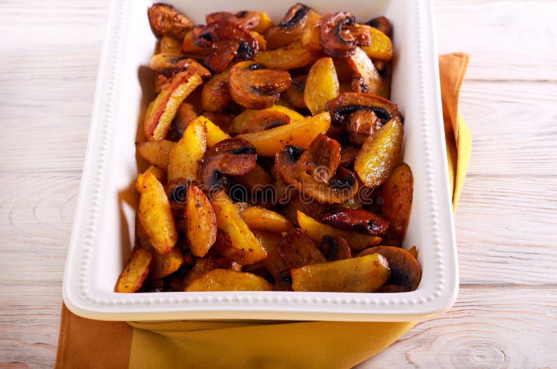 Roast Spicy Potato with Mushrooms Stock Image Image of appetizer