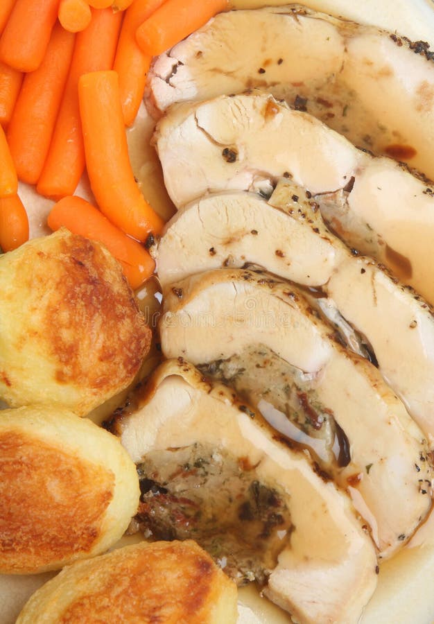 Roast Stuffed Chicken Breast Stock Image Image of sliced, vegetables