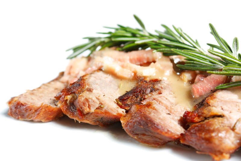 Roast Veal with Garlic Sauce and Rosemary Stock Image Image of juicy, isolated 21237725
