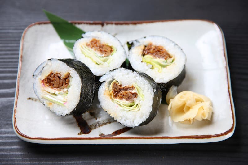 Roasted Beef Norimaki Sushi Roll Stock Photo Image of food, traditional 197125414