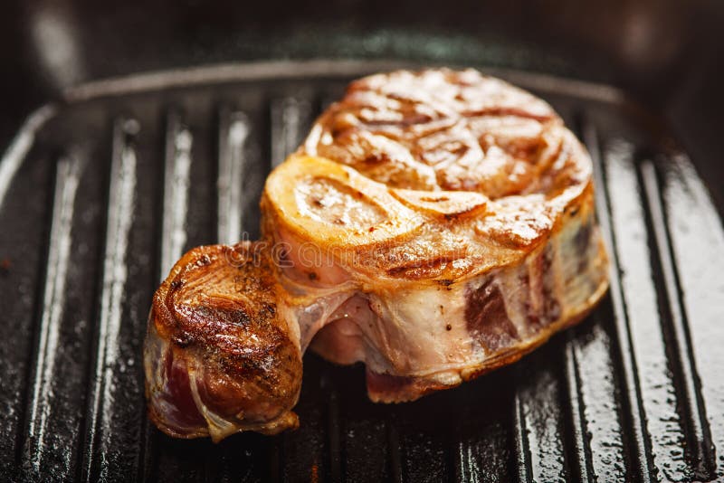 Roasted Beef Shank on the Grill Pan Stock Photo Image of angus